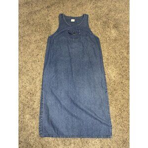 Women's Denim Maxi Jumper Dress Side Slits Pockets Y2k 90s Retro Granny Chic 1X